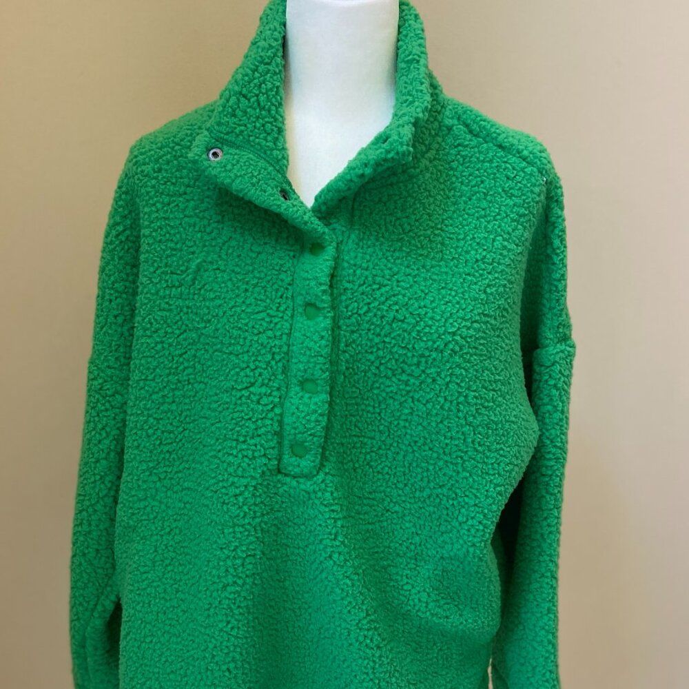 Aerie Sherpa pullover sweater kelly green colr size Large NWTs